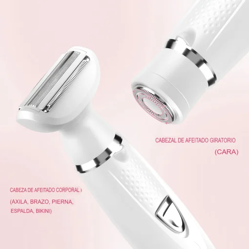 Cod. 1049 Set de depilación femenina Hyundai PHT-089 4en1 (afeitadora facial, de cejas, nariz y cuerpo, recortadora de bikini) 5W / Carga USB 1.5h, uso 90min. / Bat. 500mAh / Impermeable (IPX5)