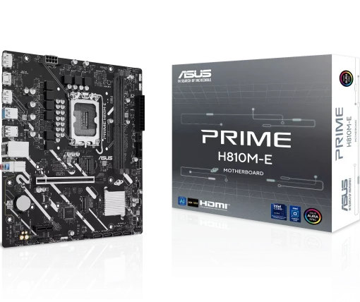 Cod. 149 Mainboard ASUS PRIME H810M-E / mATX / Intel&reg;&nbsp;Core&trade; Ultra (Series 2), LGA1851 / 2*DDR5 / 2*M.2&nbsp;PCIe 4.0, 4*Sata 6Gb/s / 1*HDMI&trade;, 2*DisplayPort / 2*USB-A 5 Gbps, 4*USB-A 2.0 / PCIe&nbsp;4.0 x16 / 1Gb Ethernet / Aura Sync RGB Gen 2