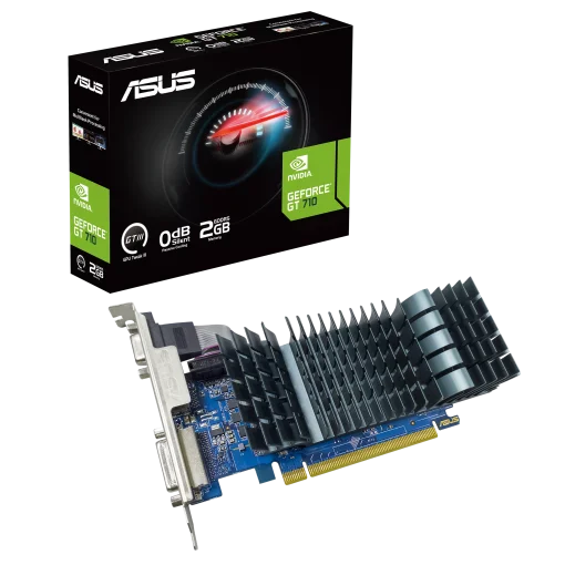 Cod. 215 Tarjeta de video ASUS GeForce&reg;&nbsp;GT 710 2GB GDDR5 EVO / HDMI, DVI-D, VGA / perfil bajo P/ HTPC silenciosos / PCI-E 2.0