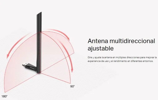 Cod. 369  Adatador Wi-Fi USB MERCUSYS MU6H / AC650 Dual Band&nbsp;(2,4GHz 200Mbps y 5GHz 433Mbps) / 1*antena de alta ganancia giro 180&deg; de 5dBi