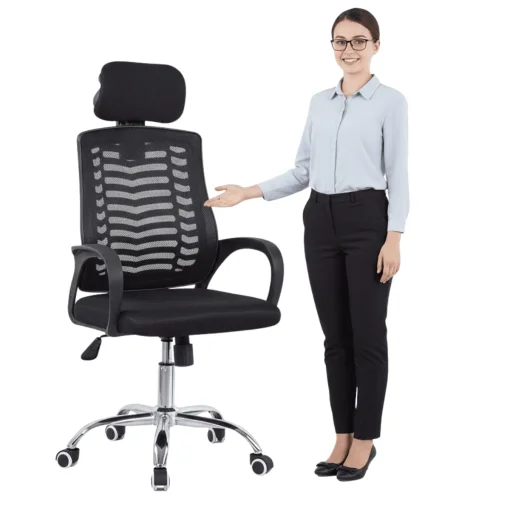 Cod. 1189  Silla de Oficina Ergon&oacute;mica / Apoya cabeza Airmesh / Espaldar de malla / Altura regulable / Rotaci&oacute;n 360&deg;