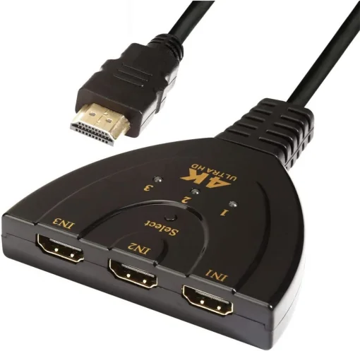Cod. C:478 Conmutador HDMI 4K / 3 puertos HDMI Switcher a 1 HDMI / Soporta 4K 3, HD 1080P / Black