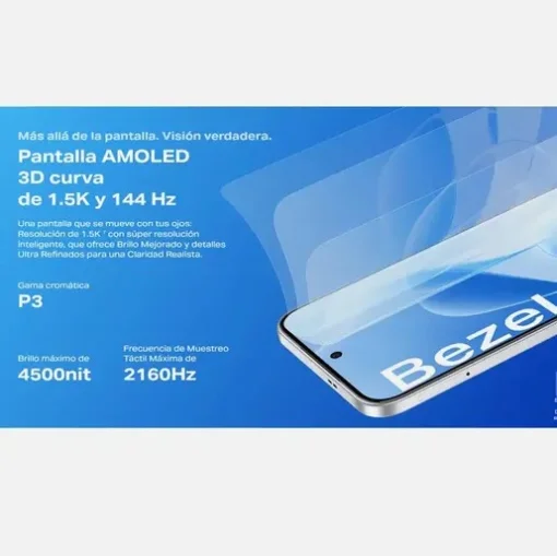 Cod. 335 Infinix HOT 60 Pro / 6.78" 1.5K AMOLED 144Hz / Ram 8GB (16GB exten.) / 256GB Alm. / Helio G200 / XOS 15.1 Android 15 / Cam. 50MP + 13MP Frontal / NFC / Sensor de huellas / Bat. 5160mAh, Carga r&aacute;pida 45W / Sleek Black