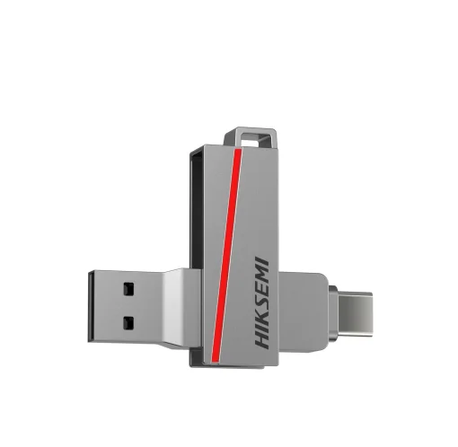 Cod. 225 Flash Memory HIKSEMI DUAL Slim E307C 128GB / USB 3.2 Tipo-A y USB Tipo-C High Speed OTG / Metálico