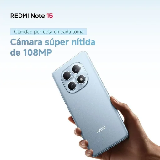 Cod. 345 Xiaomi Redmi Note 15 / 256GB ALM / 8GB RAM / Helio G100-Ultra / 6.77" FHD+ AMOLED 120Hz / Cam. 108MP + 20MP Frontal / Android 15 / Dolby Atmos&reg;, Hi-Res / Bat. 6.000 mAh / IP64 / Azul Glaciar