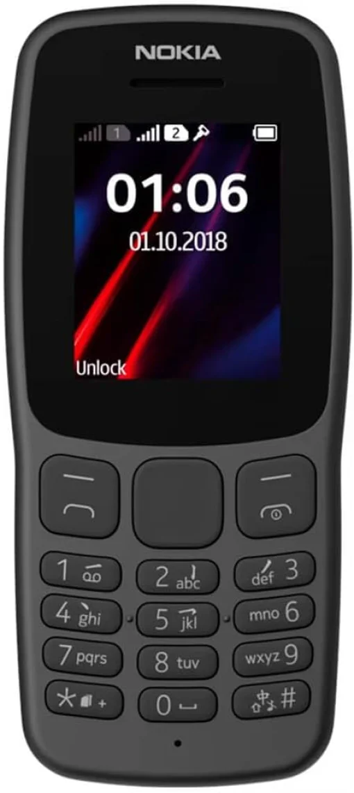 Cod. 318 NOKIA 106 Dual SIM 2G (TA-1114) / 1.8" Display / Bat. larga duraci&oacute;n (15.7H conversaci&oacute;n) / Alm. 2000 contactos / LED touch, Radio FM, juegos integrados&nbsp;/ Black