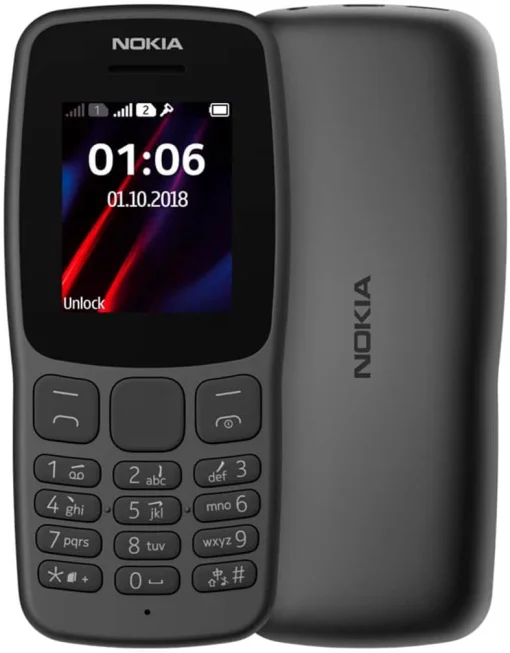 Cod. 318 NOKIA 106 Dual SIM 2G (TA-1114) / 1.8" Display / Bat. larga duraci&oacute;n (15.7H conversaci&oacute;n) / Alm. 2000 contactos / LED touch, Radio FM, juegos integrados&nbsp;/ Black