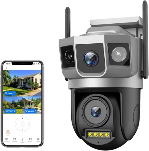 Cod. N:420 C&aacute;mara Smart ENV Dual Guard Pro 6MP P/Exterior 360&deg; / 6 LEDs + 6 LEDs IR / Detecci&oacute;n de movimiento + Alarma / Audio bidireccional / WiFi, RJ45 / Soporta microSD (hasta 128GB)