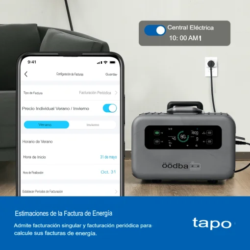 Cod. I:1099 Mini Enchufe Smart TP-Link Tapo P110M / Wi-Fi, BT / Medidor Consumo, ON/OFF Programable / temporizador / 15 A, 1800 W / Compatible: matter, Apple Home, Alexa, Google Home