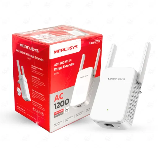 Cod. 098 Extensor MERCUSYS ME30 Dual Band Wi-Fi AC1200 (5GHz 867Mbps, 2,4GHz 300Mbps) / compatible con EasyMesh / 1RJ45 / 1.2 Gbps / 2 antenas