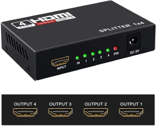 Cod. 788 HDMI Splitter de 4 Puertos / 720p, 1080i y 1080p/Compatible con DTS, Dobby / Alimentaci&oacute;n DC 5V.