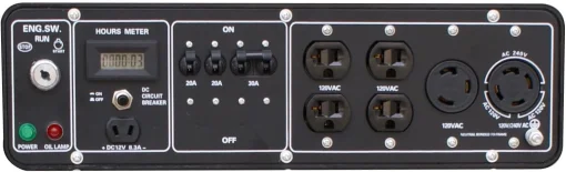 Cod. 232 Generador Gentron GG10020GL 10000W / Dual: Gas o Gasolina 8GL. / Salida: 4*tomas AC 120V, , 1*120V bloqueo giro, 1*120/240V bloqueo giro, 1*12V CC. / Funcióna 11 Hr. 50% / arranque eléctrico