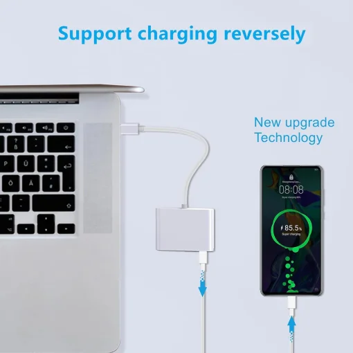 Cod. 475 Adaptador multipuertos 3en1 INS HU-352 de USB-C a 1*P/Salida HDMI 4K + 1*P/USB 3.0 + 1*P/USB-C (PD) / blanco