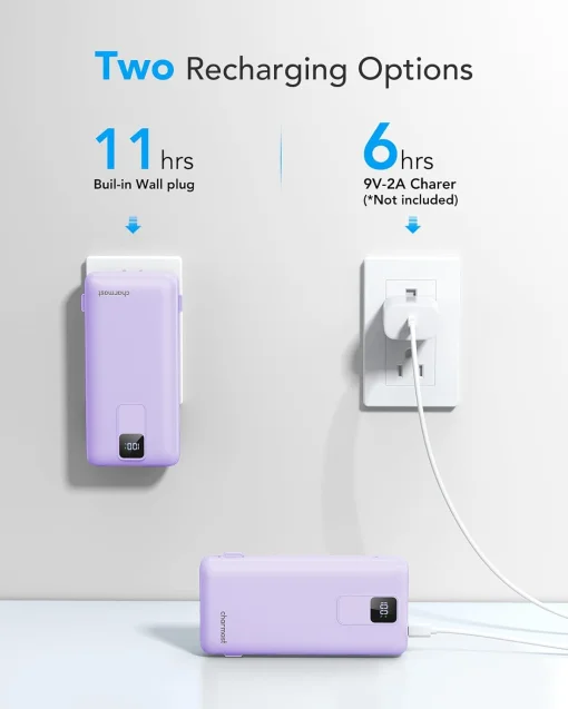 Cod. 257 Power Bank con cables integrados CHARMAST C2046S / 20.000 mAh, 20 W / Puertos: 4*salidas, 2*entradas / Ultra Slim / pantalla LED / Compatible: iPhone 16/15/14/13 y Samsung, Google y iPad