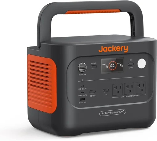 Cod. 186 Estación de energía portátil Jackery Explorer 1000 v2 / batería LiFePO4 de 1070 Wh / 1500 W (AC 110V*3, USB-C/100W/PD*1, USB-C/30W*1, USB-A/18W*1, CAR 12V/10A*1) / Carga rápida 1Hr. CA