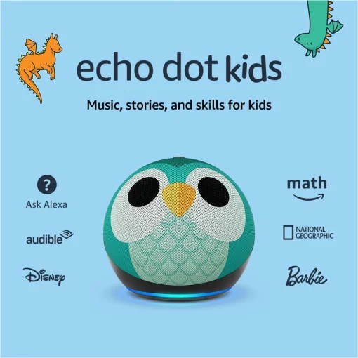 Cod. A:231 Parlante Smart Amazon&nbsp;Echo Dot (5ta Gen.) Kids / sonido vibrante 1.73&rdquo; / Audio-Libros, Juegos Educativos (1 a&ntilde;o Amazon Kids+) / Control parental - B&uacute;ho