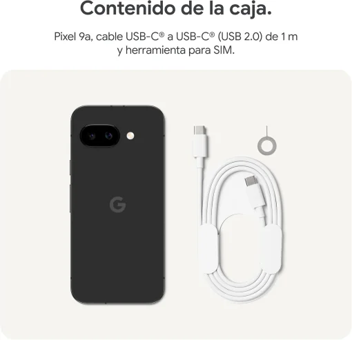 Cod. 294  Google Pixel 9a (GXQ96) With Gemini IA / 5G Sub-6&nbsp; / 128GB Alm. / 8GB Ram / 6.3" pOLED / Cam. IA Quad 48MP + Selfie 13MP / Potentes Funciones de Seguridad / IP68 / nano SIM y eSIM(digital integrada) / Bat. +30 H. / Obsidiana