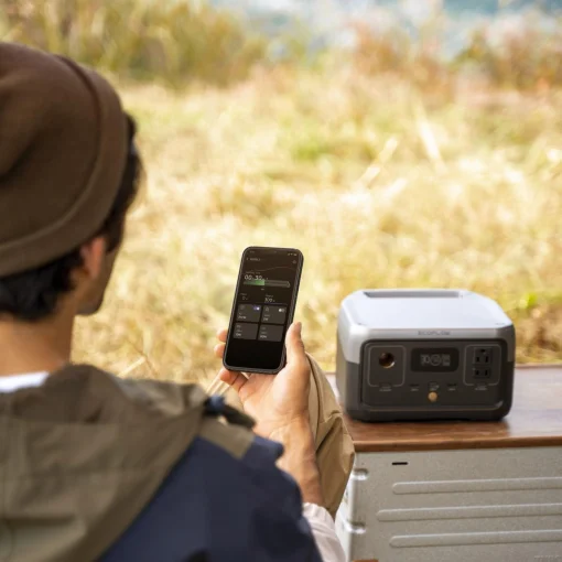 Cod. 199 Estación de energía portátil EF ECOFLOW RIVER 2 , batería LiFePO4 de 256 Wh / Hasta 600W / 2*tomas AC,2*USB-A, 1 USB-C de salida / 1 hora de carga rápida 100% / Peso 7.7 lbs