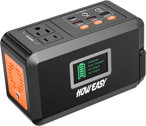 Cod.180 Banco de Energía HOWEASY 120W, 88WH/24 000mAh, P/laptop: 2*Tomas AC 110V / 2*puertos DC / 3*puertos USB-A (2*QC 3.0 carga rápida +1*5V/2.4A) / 1*USB-C 18W / Linterna LED / Peso 2.3 lbs