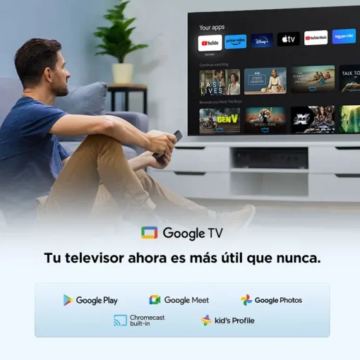 Cod. 130 Smart TV TCL 50S5K 50" QLED FHD / Google TV / HDR 10 / Dise&ntilde;o Slim, Bisel Met&aacute;lico / 2*HDMI, 1*USB / Wi-Fi + BT 5.4 / Dolby Audio / Control remoto por voz Google