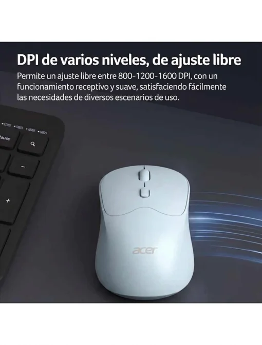 Cod. 297 Mouse Inal&aacute;mbrico ACER OMR268 PK / Dual (2.4G &amp; Bluetooth&reg; 5.2) / 1600 DPI / 4 botones / Dise&ntilde;o Ergon&oacute;mico / Bat. Recargable (500mAh)