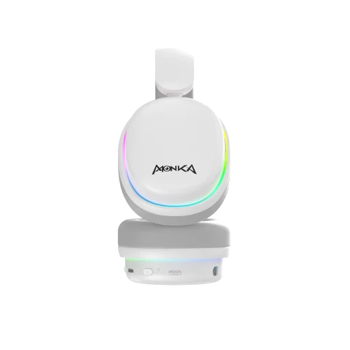 Cod. K:107 Headphone Monka Echo RS HG9070W Wireless Tri-modo: 2,4 GHz(USB-A, Tipo-C)/Bluetooth 5.2/Tipo-C&amp;jack con cable / Iluminación RGB (estatica) / Mic. omnidireccional extraíble /  Bat. 1000mAh / Compatible: PC, Android, Mac OS,IOS,PS4,PS5,XBOX ONE