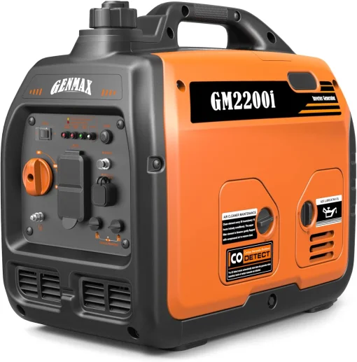 Cod. 190 Generador portatil GENMAX GM2200i ultra silencioso / 2200 W / a Gasolina / cumple con la EPA, Salida (AC 120V*2, USB-A*2) Modo Eco hasta 10,5 Hr.