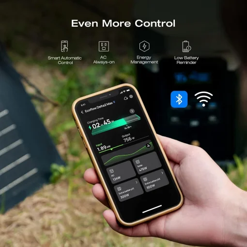 Cod. 226 Estación de energía EF ECOFLOW DELTA 2 Max / batería LiFePO4 de 2048 Wh / 2400 W (Pico 4800W) / Salida (6* tomas AC, 2*USB-A, 2*USB-A carga rápida, 2*USB-C, 1*CAR, 2*DC5521) Carga rápida 80 min