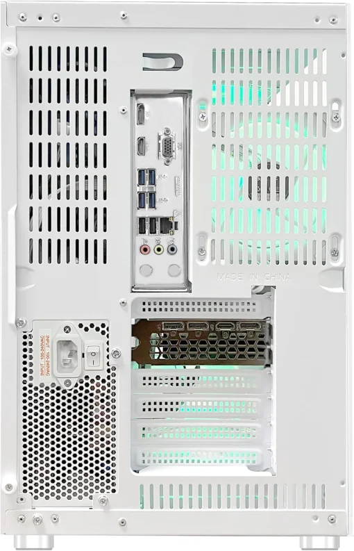Cod. 381 Case WJCOOLMAN CA-020 White / ATX / lateral y frontal vidrio templado vista 270° / admite refrigeración líquida de 360° / USB 3.0, USB 2.0, HD audio / sin fuente /  Incluye P/Armar 4*fans ARGB 120mm + Controlador RGB AURA Sync + CR