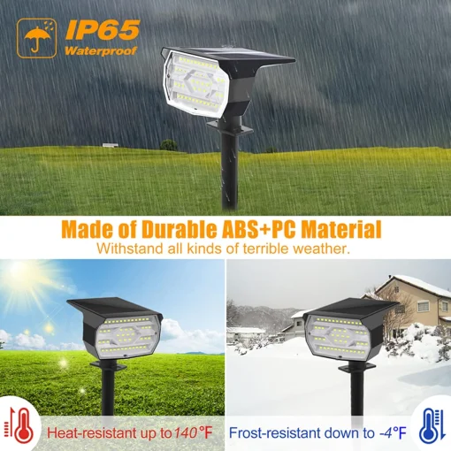 Cod. 893 Lámpara solar P/exterior TD-001 / 46 luces LED Blancas / alimentadas por energía solar / IP65 impermeable / 3 modos de iluminación / encendido-apagado automático / P/patio, piscina, o montaje pared