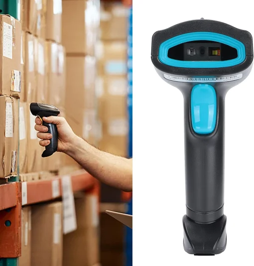 Cod. 1023 Lector de Códigos de barras &amp; QR Láser 2D scanner S50WB / Inalámbrico 2.4G + Bluetooth 10m, USB 72H trabajo continuo / Bat. 2000mAh / Plug and Play