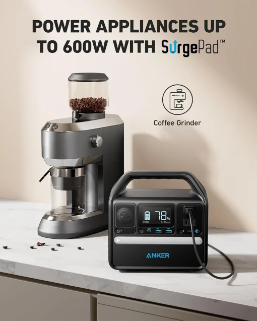 Cod. 207 Estación de energía portátil ANKER Solix 521, batería LiFePO4 de 256 Wh / 300 W (pico 600 W) / 2* tomas CA, 2*USB-A IQ, 1*USB-C PD 60 / carga rápida 1.5hr 80% / luz LED / Peso 8.2 lbs