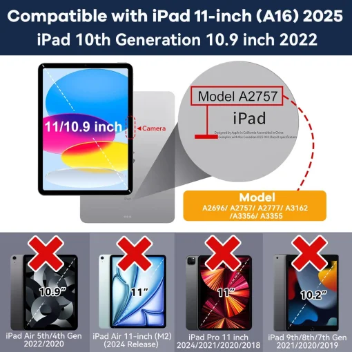 Cod. E:149 Estuche OKP P/ iPad (A16) 11&ordf; Gen. 11" (2025) &amp; iPad 10&ordf; Gen. 10.9"(2022) / Resistente / A prueba de golpes / Soporte / Con porta L&aacute;piz / negro