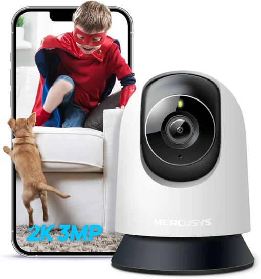 Cod. 399 Cámara Smart Mercusys MC210 360º 2K 3MP / Detección y seguimiento de movimiento / vista nocturna hasta 12 m / Audio bidireccional / zona de privacidad / Soporta MicroSD (hasta 512GB) / compatible con Asist. Google y Amazon Alexa.