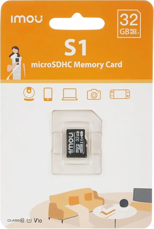 Cod.302 MicroSD IMOU S1 32GB / Clase10 U1V10 / escritura 85MB/s - 40MB/s lectura