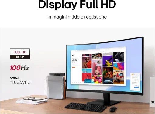 Cod. 124 Monitor Curvo LG 32MR50C-B 32" FHD 1080p 100Hz dise&ntilde;o sin bisel / curva 1500R / AMD FreeSync&trade; / OnScreen Control (LG Screen Manager) / 2*HDMI, D-Sub / Montaje en VESA