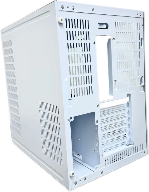 Cod. 381 Case WJCOOLMAN CA-020 White / ATX / lateral y frontal vidrio templado vista 270° / admite refrigeración líquida de 360° / USB 3.0, USB 2.0, HD audio / sin fuente /  Incluye P/Armar 4*fans ARGB 120mm + Controlador RGB AURA Sync + CR