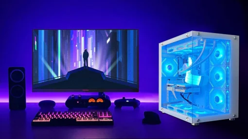 Cod. 381 Case WJCOOLMAN CA-020 White / ATX / lateral y frontal vidrio templado vista 270° / admite refrigeración líquida de 360° / USB 3.0, USB 2.0, HD audio / sin fuente /  Incluye P/Armar 4*fans ARGB 120mm + Controlador RGB AURA Sync + CR