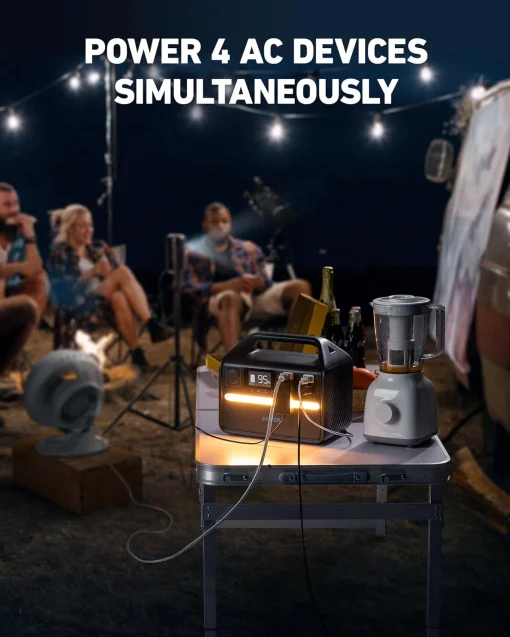 Cod. 208 Estación de energía portátil ANKER Solix 535, batería LiFePO4 de 512 Wh / 500 W / 4*tomas CA, 3*USB-A IQ, 1*USB-C PD 60 / carga rápida 2.5hr 80% / luz LED