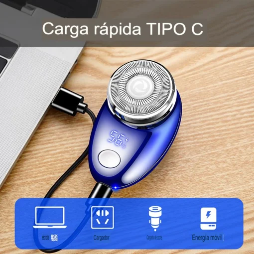 Cod. 1044 Mini Afeitadora Hyundai PHT-051 BK / 2W / 3D / Bat. 220 mAh / USB-C / Carga 1H, Uso 30 min. / peso 60g / pantalla indicador de carga