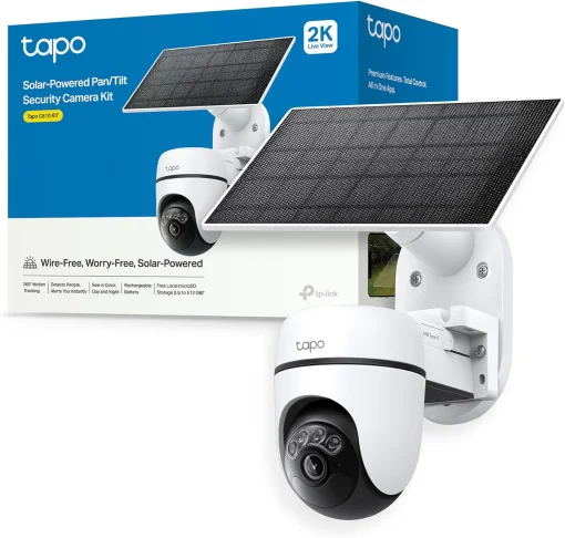 Cod. 408 Kit C&aacute;mara TP-Link Tapo C610 360&deg; 2K &amp; panel solar / Visi&oacute;n Nocturna a Color / Detecci&oacute;n smart Persona y seg. por IA 360&deg;/ Modo patrulla / Alarma: Sonido/Luz / Audio bidireccional / Soporta microSD(512GB) / Bat. recargable 6700 mAh (hasta 200d&iacute;as