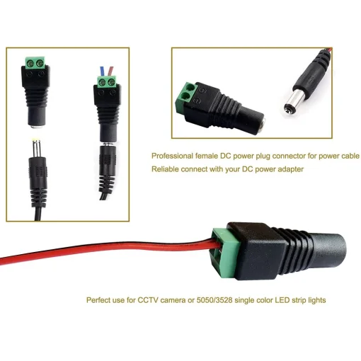 Cod. 185 Conector hembra de 12V CC para cámara CCTV