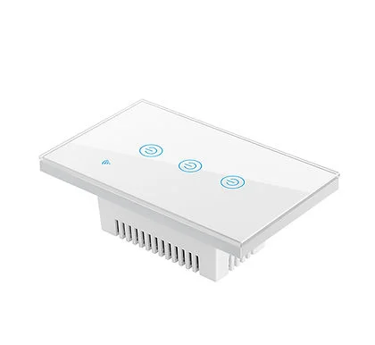 Cod. I:890 Interruptor de pared Smart Dual (WIFI + Bluetooth) DS-121JL / 3 botones táctiles / No requiere Neutro / Control por APP Smart Life o Tuya / compatible con Alexa, Google Home / Dim.: 118*72*5mm / Blanco