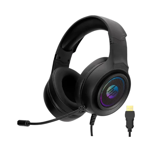 Cod. H:116 Headphone HP DHE-8008U Gamer 7.1 Estéreo / Led RGB dinámico / Mic. flexible / control total en cable / Interfaz USB / Cable trenzado 1.85 m