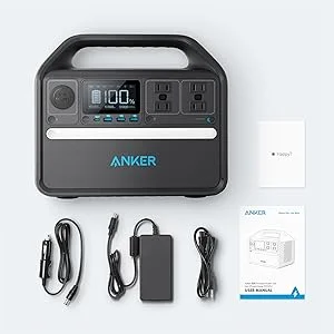 Cod. 208 Estación de energía portátil ANKER Solix 535, batería LiFePO4 de 512 Wh / 500 W / 4*tomas CA, 3*USB-A IQ, 1*USB-C PD 60 / carga rápida 2.5hr 80% / luz LED