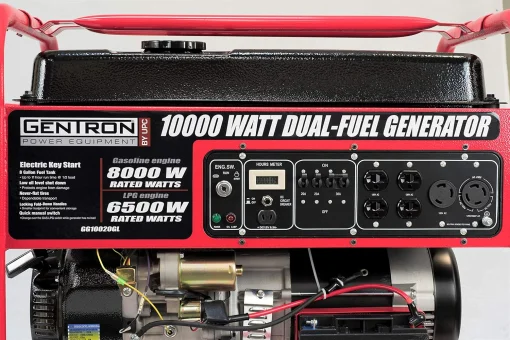 Cod. 232 Generador Gentron GG10020GL 10000W / Dual: Gas o Gasolina 8GL. / Salida: 4*tomas AC 120V, , 1*120V bloqueo giro, 1*120/240V bloqueo giro, 1*12V CC. / Funcióna 11 Hr. 50% / arranque eléctrico