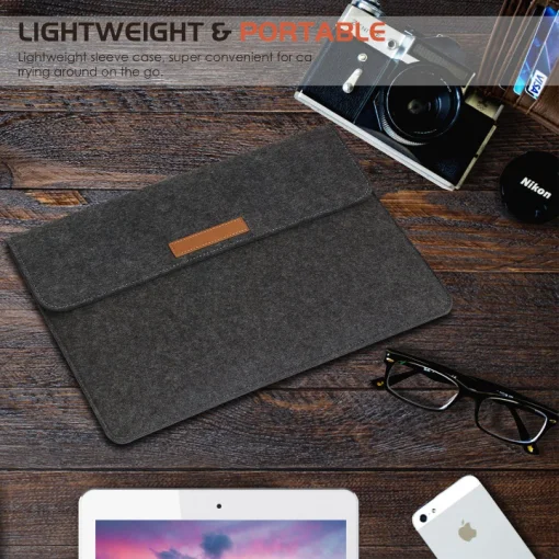Cod. 099 Estuche 2 en 1 (Laptop +cargador) de fieltro acrilico INS PIN LS216 P/laptop de 15.6&quot; / Gris oscuro