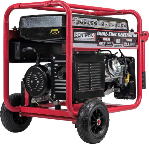 Cod. 232 Generador Gentron GG10020GL 10000W / Dual: Gas o Gasolina 8GL. / Salida: 4*tomas AC 120V, , 1*120V bloqueo giro, 1*120/240V bloqueo giro, 1*12V CC. / Funcióna 11 Hr. 50% / arranque eléctrico