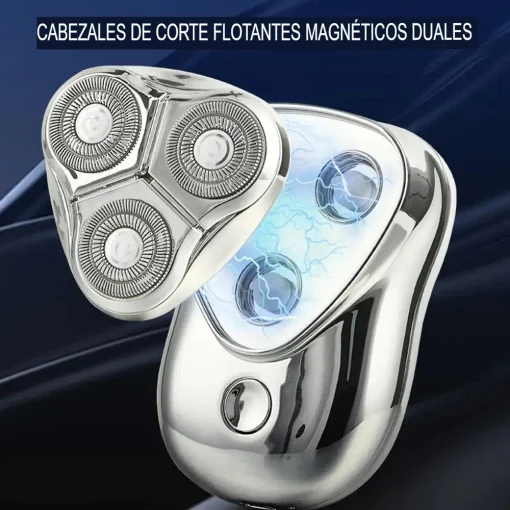 Cod. 1043 Afeitadora portátil Hyundai PHT-047 BK / 2W / 3D / Bat. 600 mAh / USB-C / Carga 1.5H / 8000 RPM / resistente al agua (IPX7)