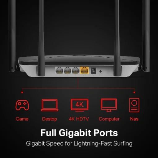 Cod. 091 Router Wireless Doble Banda TP-LINK-MERCUSYS AC12G V2 /1300 Mbps/2.4GHz-5GHz/3 puertos LAN Gigabit/ 1 Puerto WAN Gigabit/ 4 Antenas omnidireccionales fijas 5dBi